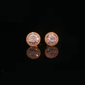 Diamond Cluster Halo Stud Earrings in Yellow Gold