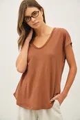 Adalee V-Neck Tee, Clay