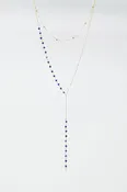 2 in 1 Necklace with Blue and Golden Beads