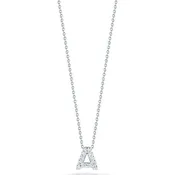 0.06ct Diamond Love Letter "A" Pendant in 18K White Gold on 18"