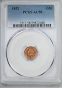 1852 Type 1 Liberty Head Gold Dollar G$1 PCGS AU58 - TONED!