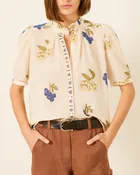 Alix of Bohemia Winnie Blueberry Flora Shirt Off White