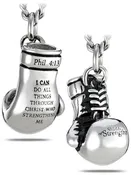 Boxing Glove Pendant Necklace Inscribed with Phil 4:13