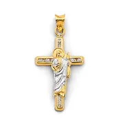 14k 2t cz cross st. jude thaddeus pendant