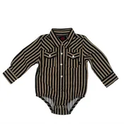 2 Rowels Ranch Boy's Infant Long Sleeve Black and Tan Snap Onesie