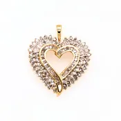 10K Yellow-gold Heart Shape Diamond Pendant, 2.58 grams