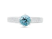 Aquamarine Hand Engraved Platinum Ring