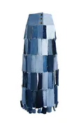 Awake Mode Denim Patchwork Midi Skirt Size 6/8