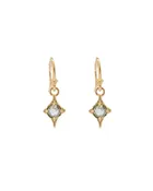 18K Yellow Gold Drop Star Earrings with Rose-Cut Grey Diamonds