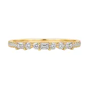 Alternating Baguette Round Diamond Band 0.18CTW 14K Yellow Gold