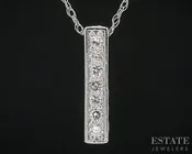 10k White Gold Lab Created .10ctw Diamond Bar Ladies Necklace 0.6g 18"L i18921