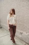 Barrel-leg Color Denim Pants