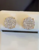 1.03 CARAT CERTIFED LAB GROWN DIAMONDS STERLING SILVER GOLD PLATED 9 MM STUDS EARRINGS