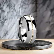 6 mm Tungsten/14 kt Solid Gold Braided Inlay Wedding Band - G367TR-6