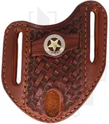 A & M Leather #17 Trapper Sheath 17-LB-BW - Brown, Vertical, Basket Weave