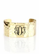 1.0 Custom Engraved Monogram Gold Cuff - Vine Font