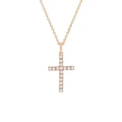14k Diamond Necklace, Tiny Cross Necklace, Minimalist Simple Cross, Baptism Confirmation Communion Gift, Religious Pendant, Gold Necklace