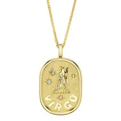 0.02CT DIAMOND ZODIAC VIRGO MAIDEN STAR MATTE CHOPIN CHAIN NECKLACE