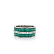 Palladium Emerald green enamel and diamond band "Rock Candy"