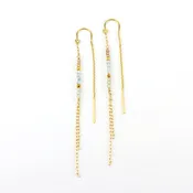 14k Gold Fill Micro-faceted Larimar Zircon Labradorite Earrings
