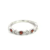 10K White Gold Garnet and Diamond Stackable Band (200-00753)