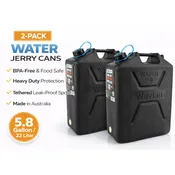 2 Pack Wavian 22L 5.8 Gallon Water Can Black BPA Free Food Grade w/ Spout