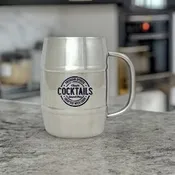 Coyote- Bulk Custom Printed 14oz Double Wall Stainless Steel Barrel Beer Mug with Handle