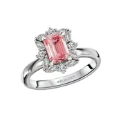 14K White Gold 1ct Pink Emerald Cut Lab Grown Diamond Engagement Ring
