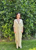 Beige & Gold Mirror Cutout Kaftan