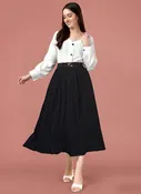 Black Crepe Pleated Skirt
