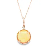 14K Rose Gold 3.20ctw Opal Pendant with 0.06ctw Diamond Accents on an 18" Chain