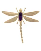 18K Gold Dragonfly Pendant With High Grade Natural Sugilite Gel