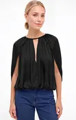 Black Drape Cape Top