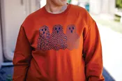 Burnt Orange Patterned Ghost Crewneck Sweatshirt