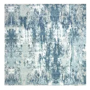 10'1"x10'1" Blue Abstract Design Silk and Wool Hand Knotted Square Rug R75292
