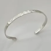 Classic Hammered Silver Bracelet 4mm wide