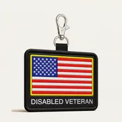 Disabled Veteran Identification Patch Tag with American Flag - Clip On & Off - Patriotic Pride
