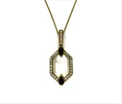 14kt yg blk MOP, chalcedony &