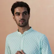 Aqua Green Chikankari Kurta Pajama