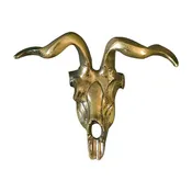 Decorative Faux Skull Metal Statuette, Handcrafted Decorative Animal Sculpture, Aluminum Statue, Tabletop Decor (Brass)