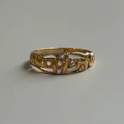 0.15CTW Rose Cut Diamond Band | 18K Yellow Gold | Vintage