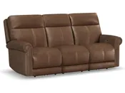 Alexander Leather Power Reclining Sofa with Console, Power Headrest &amp; Lumbar