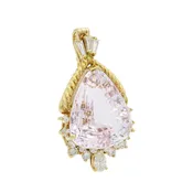 18k Yellow Gold 31.10ct Kunzite and 1.22ctw Diamond Pendant #E89029-1
