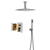 10" Ceiling Mount Dual Shower Head System with Handheld & Rough in Valve