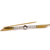 0.34ct Natural Diamond Antique Art Deco Bowtie Bar Pin 18K Gold