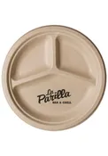 10 Inch Kraft 3-Compartment Compostable Paper Plates