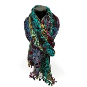 All-season scarf in plush silk blend, multicolor