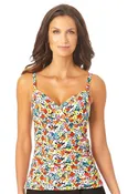 Anne Cole Flower Field Twist Front Underwire Tankini Top