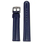 18mm Smart Watch Band | Quick Release | Calf Leather | Royal Blue | White Stitch