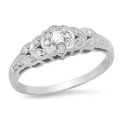 14K White Gold Flower Ladies Ring